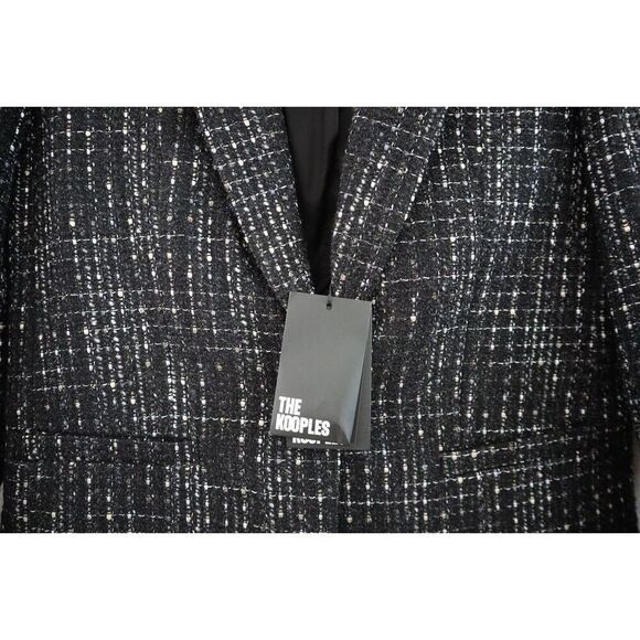 The Kooples FVES28011K Women's Sz 34 Black & White Metallic Tweed Blazer - Picture 4 of 11